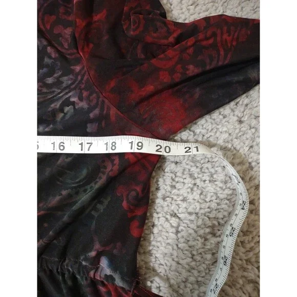 Vintage Y2K XL Red Black Whimsygoth Goth Tunic Front Tie Stretchy Long - Picture 9 of 16